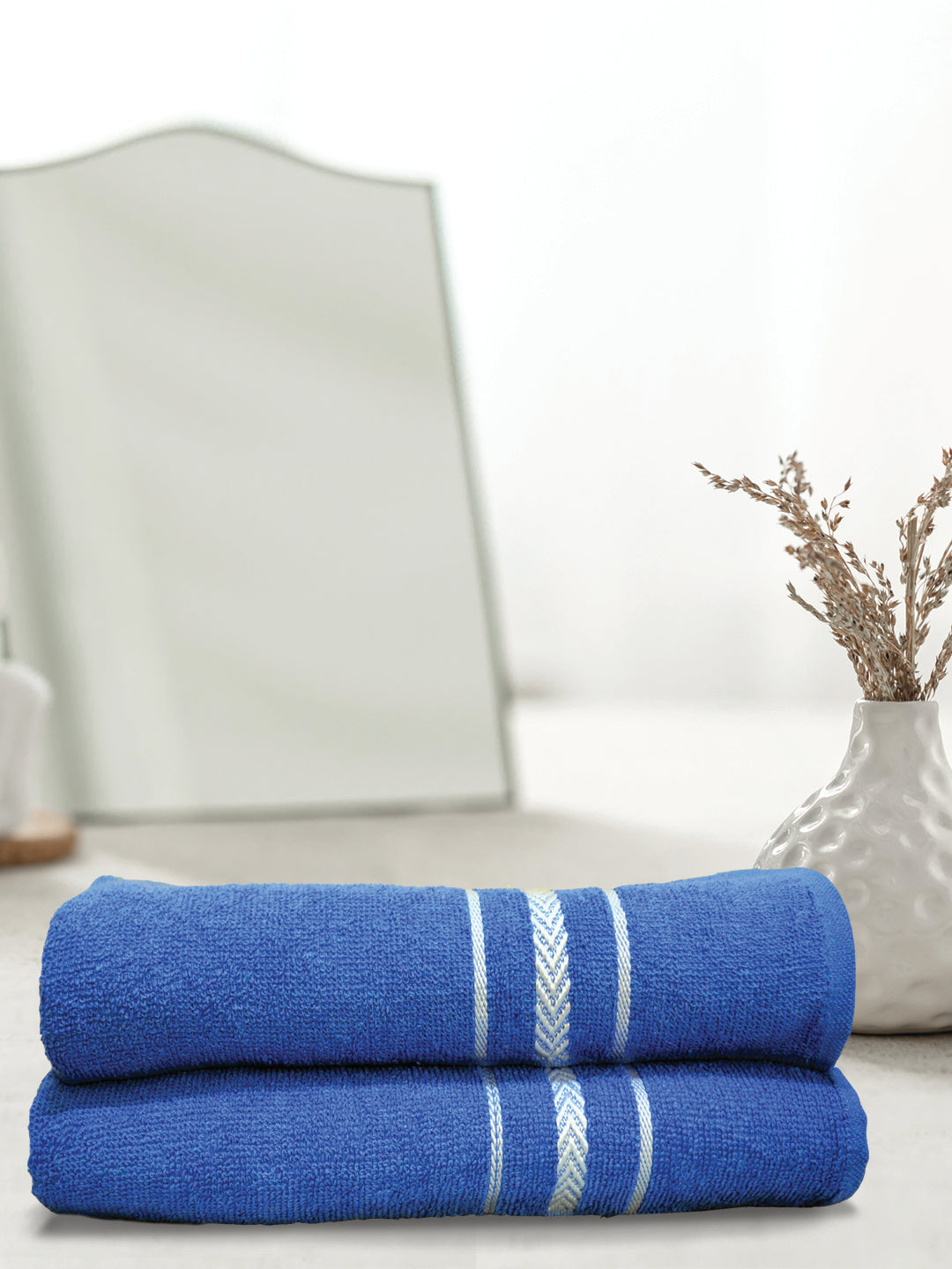 Blue arrow cotton textured bath towel 