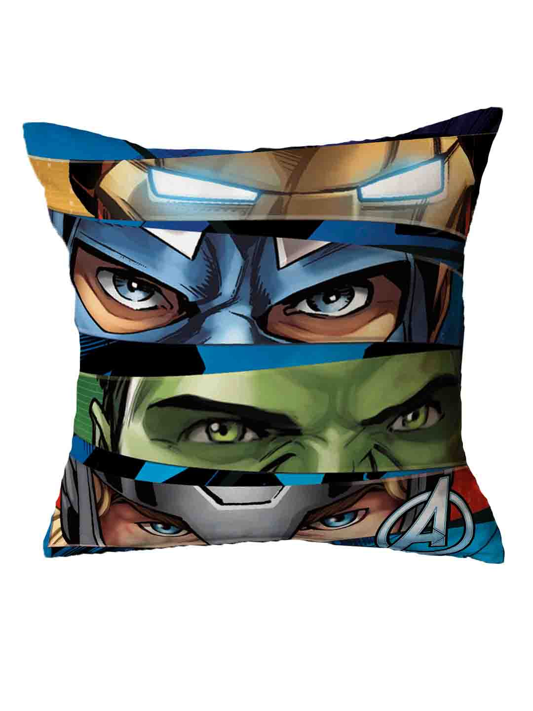 Bright and colorful Marvel Avengers "One Team One Mission" Kids Filled Cushion with Cover, ideal for children to lounge, play, or decorate their room with favorite superhero characters.