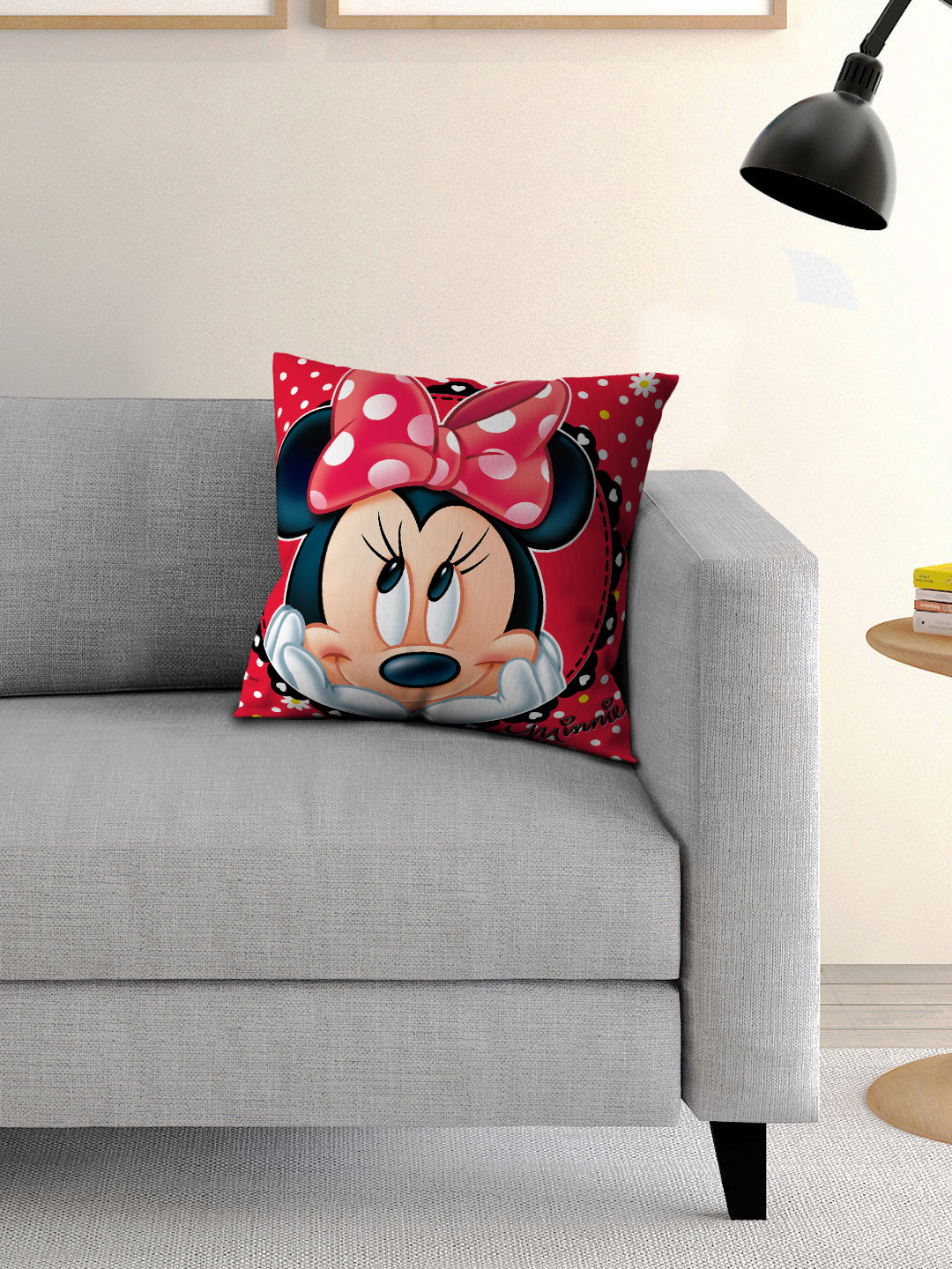 Bright and cozy Disney Minnie Mouse “Make Me Smile” Kids Filled Cushion with Cover by Athom Living, perfect for kids’ bedrooms, playrooms, or gifting, soft and colorful design for comfort.