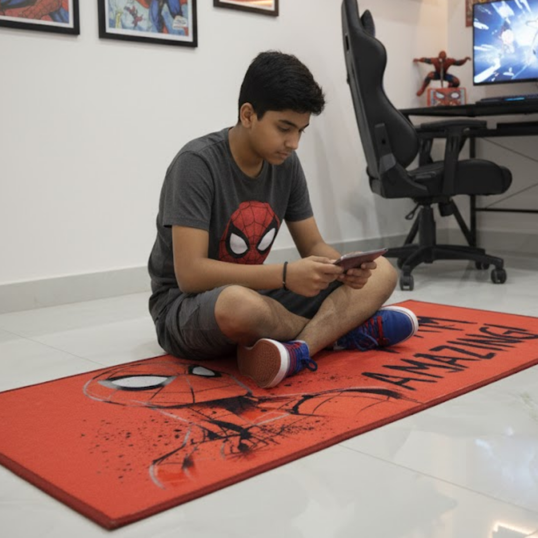 Bring Marvel magic home with this bold Spiderman (Red) Themed runner carpet by Athom Living. Perfectly sized at 60x140 cm, it enhances playtime with soft texture and non-slip safety.