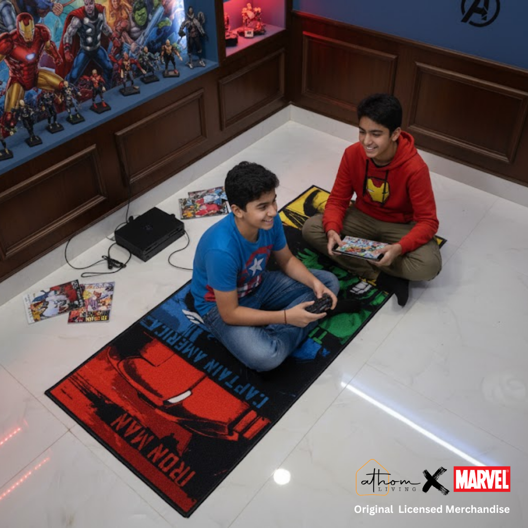 Bring Marvel magic home with this stylish 60x140 cm runner carpet by Athom Living. The Marvel Themed runner carpet adds fun, color, and comfort to kids’ bedrooms, play zones, and study areas.