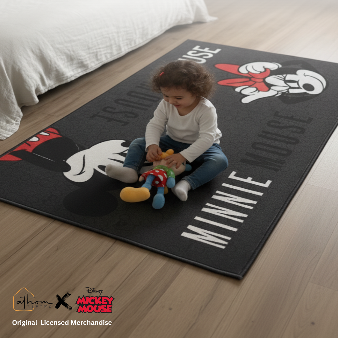 Bring fun and charm to your child’s room with this Mickey Mouse themed carpet by Athom Living, designed with soft texture, colorful prints, and durable backing for a stylish and cozy carpet.