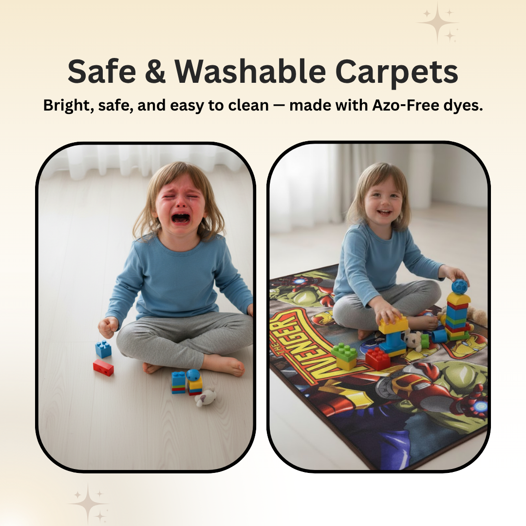 Bring superheroes to life with this Avengers carpet for kids. Durable, playful, and 90x150cm, this Athom Living carpet transforms any bedroom into a fun adventure zone.