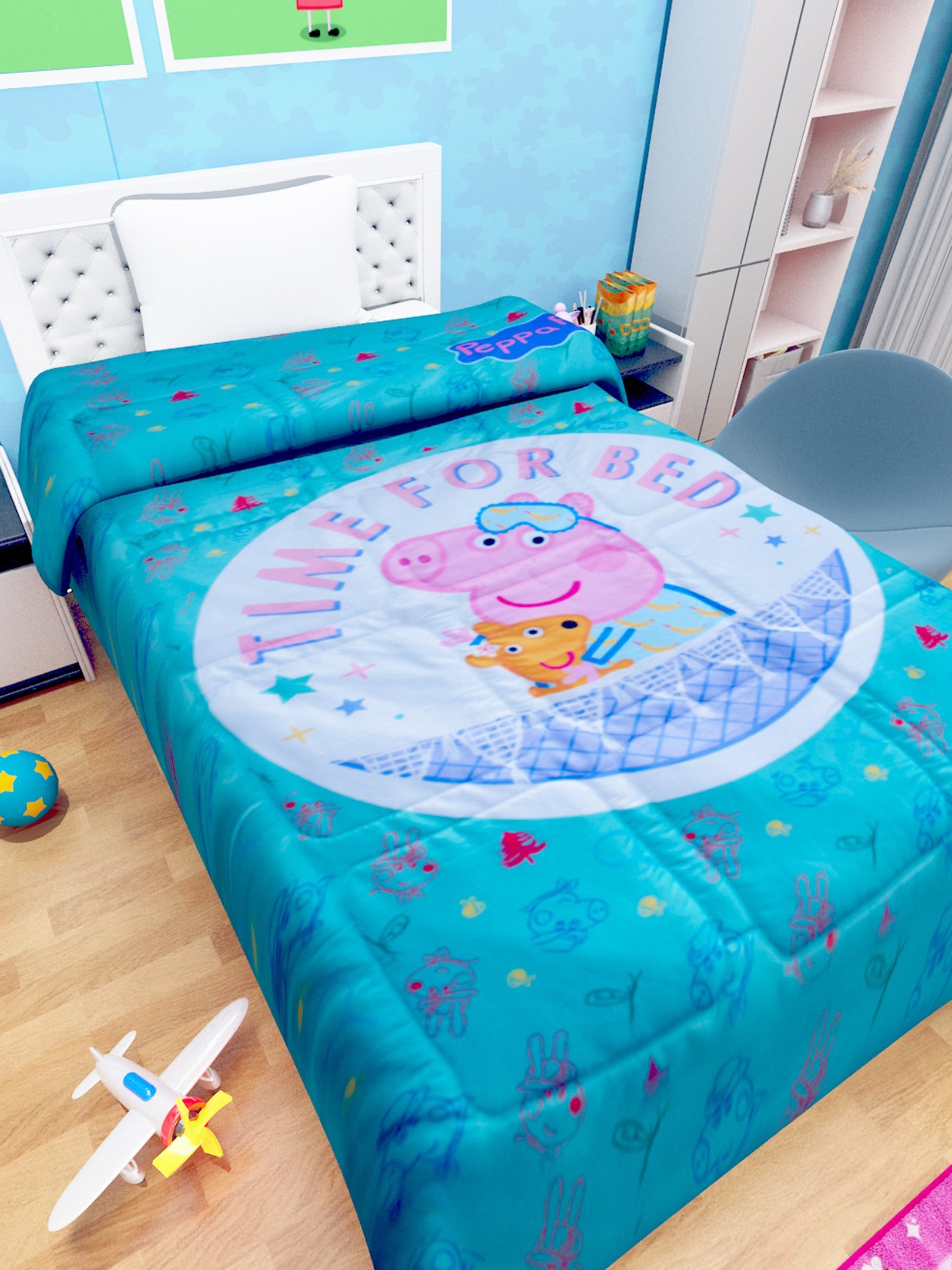 Colorful Peppa Pig kids comforter, lightweight and soft, adds fun to any child’s room. Best kids comforter for warmth and comfort.