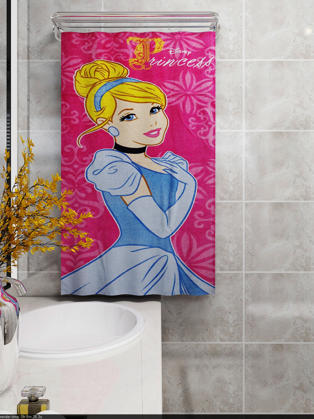 Comfortable and stylish Disney Princess kids bath towel, cotton 350 GSM, 60x120 cm, offering luxury feel and lasting durability for kids.