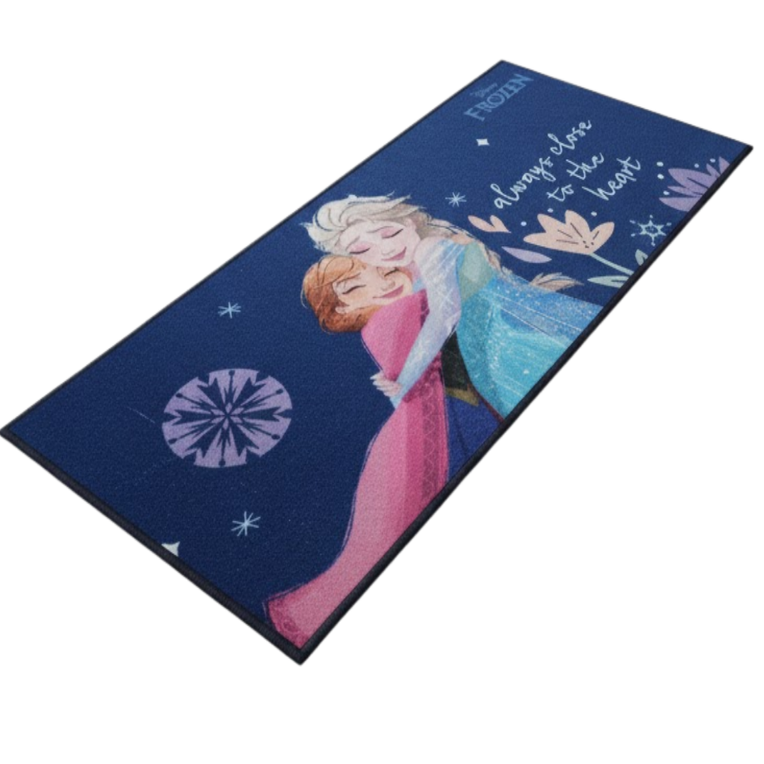 Create a magical winter-themed room with Athom Living Disney Frozen Sisters themed runner carpet, offering soft fabric, colorful character prints, and safe anti-slip design for a perfect kids’ runner carpet.