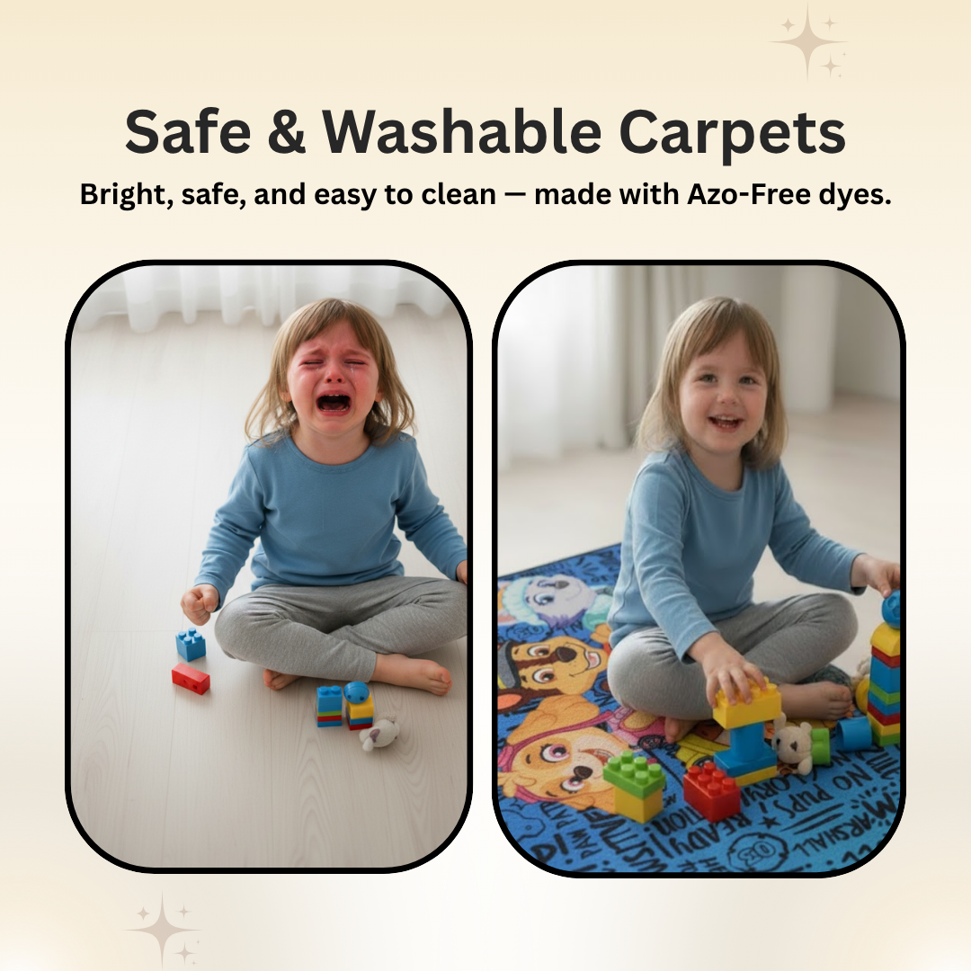 Cute and durable Paw Patrol blue themed kids runner carpet from Athom Living, crafted to bring joy, warmth, and a playful touch to your child’s room while offering a smooth, anti-skid surface.