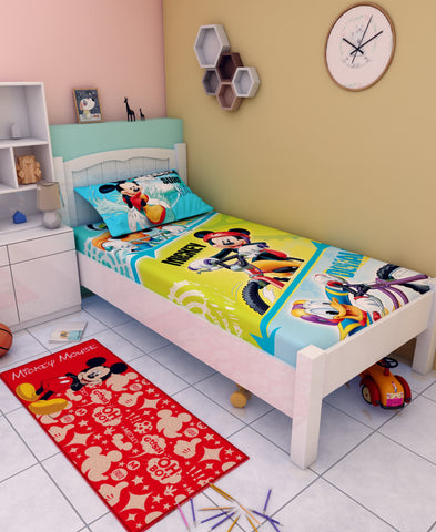 Disney Mickey's Surf Shack Mickey Mouse Cotton Single Bedsheet Set with Runner Carpet