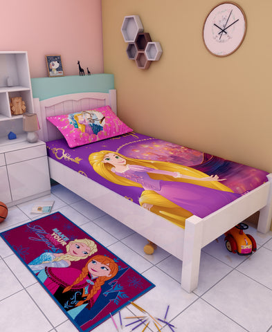 Disney Let Your Heart Follow the Light Princess Cotton Single Bedsheet Set With Runner Carpet