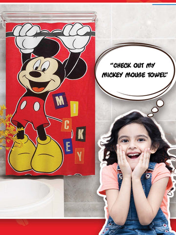 Disney Mickey Mouse Red Kids Cotton Bath Towel 350 GSM 60x120 cm