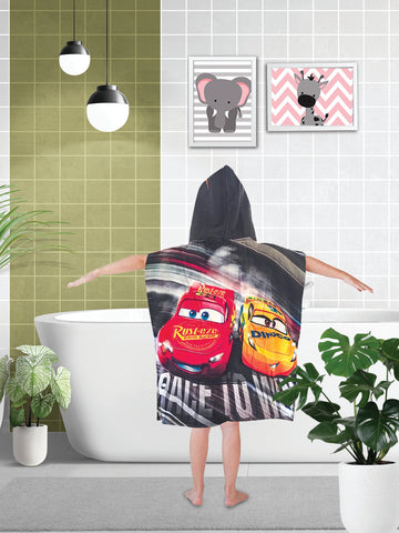 Disney Lightning Mc Queen Cars Black Kids Hooded Poncho Towel