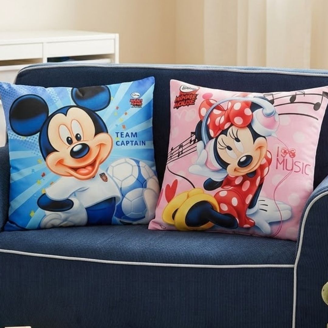 Mickey & Minnie Printed Filled Cushion Pair