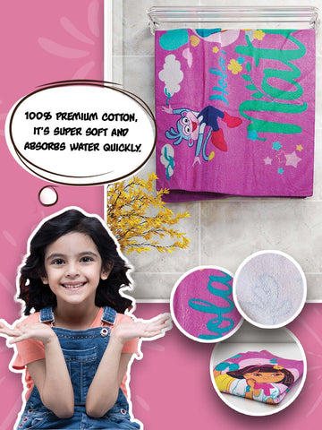 Dora Pink Kids Cotton Bath Towel 350 GSM 60x120 cm