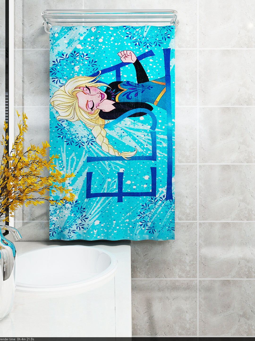 Disney Frozen Elsa Blue Kids Cotton Towel 350 GSM – 60x120 cm absorbent bath towel, gentle on kids’ skin, perfect for home and travel.