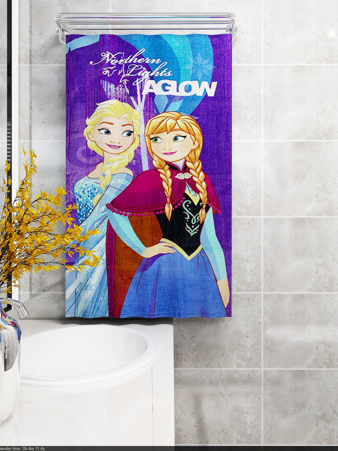 Disney Frozen Northern Lights Kids Bath Towel – Soft Cotton Fabric, 350 GSM Absorbency, Gentle on Delicate Skin, Durable & Stylish Athom Living Towel.