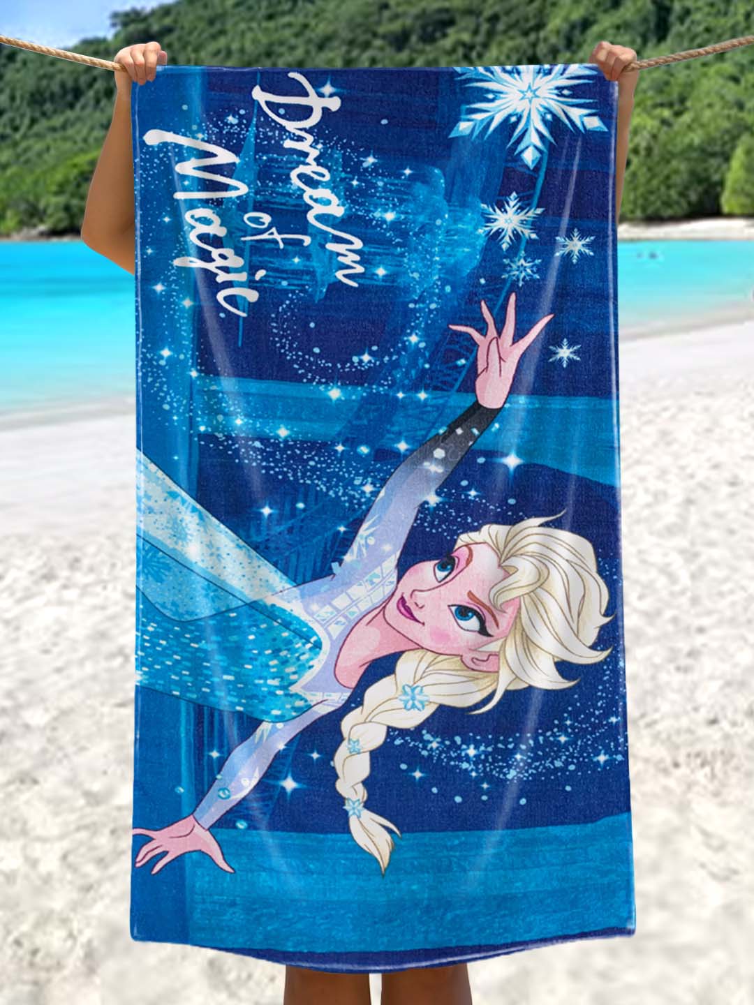 Disney Frozen kids cotton bath towel 350 GSM 60x120 cm – soft, absorbent, quick-drying towel with Elsa design from Athom Living.