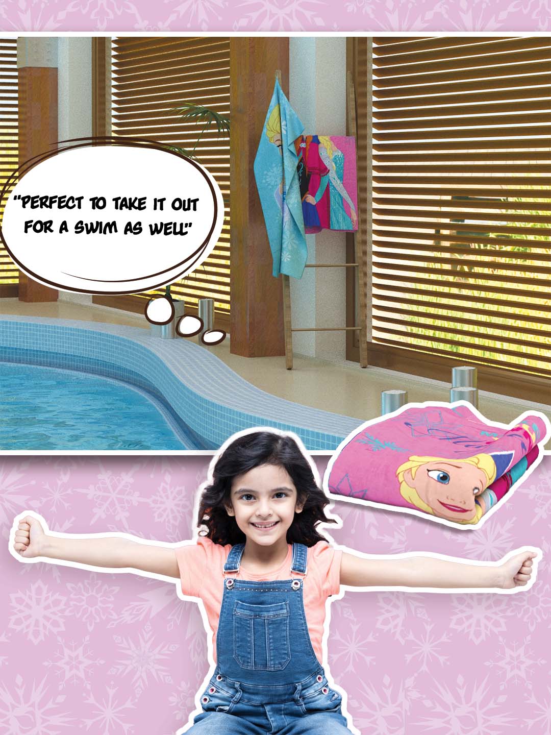 Disney Frozen kids cotton bath towel by Athom Living – 350 GSM, durable, skin-friendly, 60x120 cm, perfect gift for boys & girls.