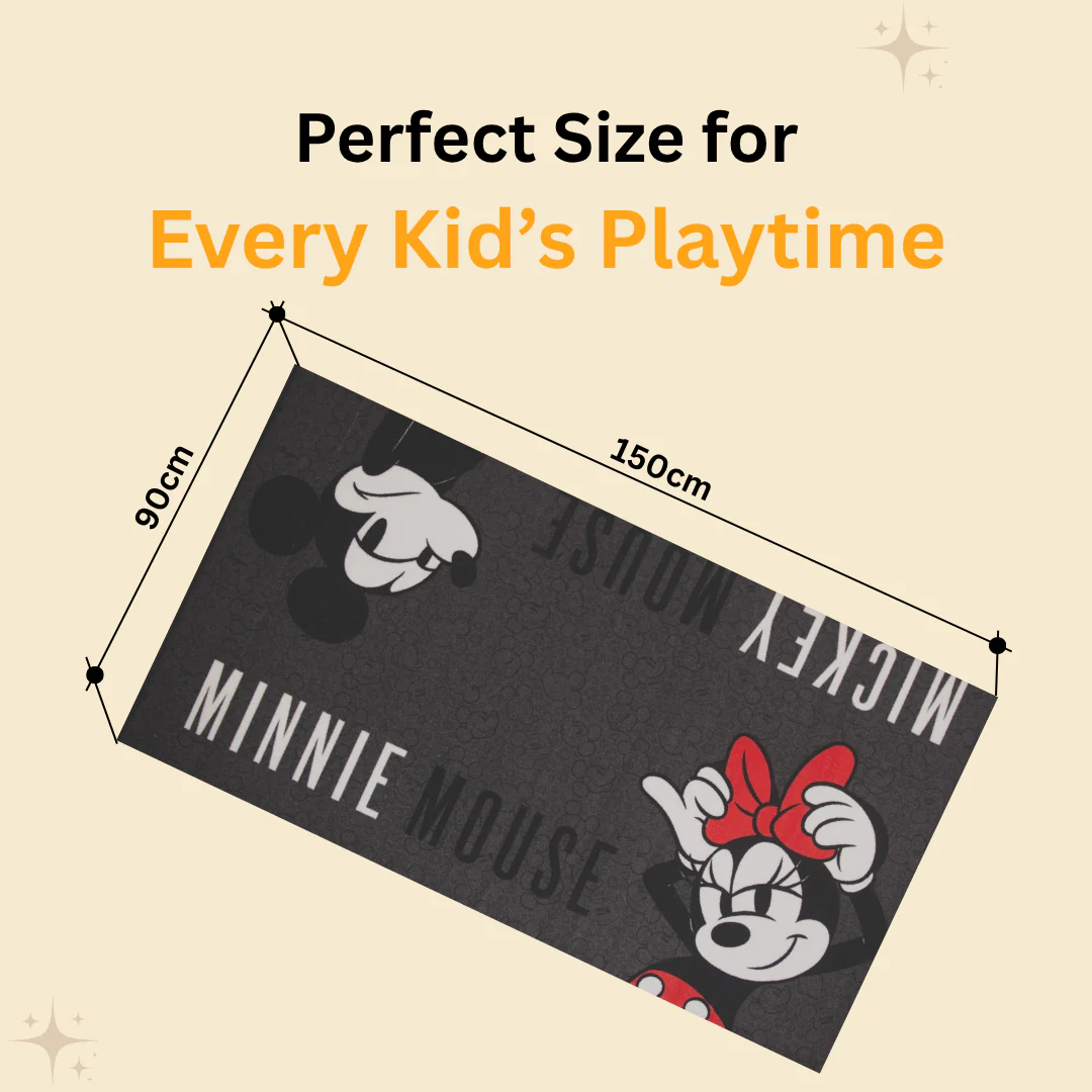 Disney Mickey Mouse anti skid carpet & doormat combo by Athom Living with soft texture and vibrant digital print. Ideal for kids bedrooms, play areas, and entryways needing safety and cheerful Disney décor.