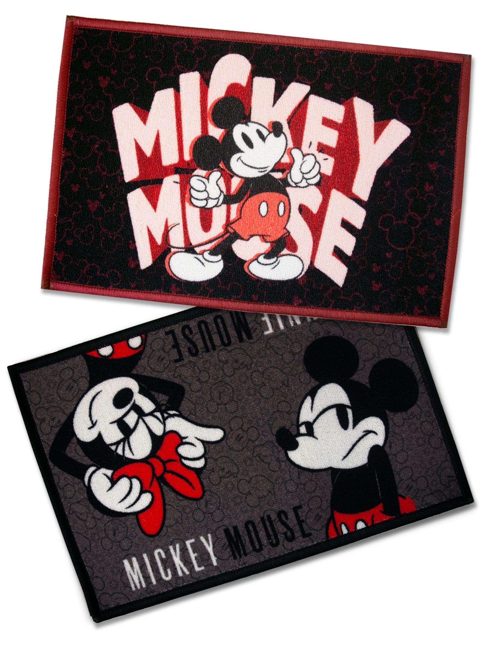 Disney Mickey Mouse themed multicolor kids doormat by Athom Living, premium nylon, anti-skid latex backing, durable combo pack of 2, size 37x57 cm.