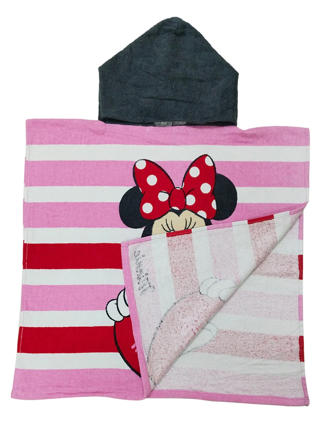 Disney Minnie Heart Kids Hooded Bath Towel Poncho 60x120 cm by Athom Living made with premium cotton, bright prints, and quick-absorbent fabric, great Kids Hooded Poncho Towels for toddlers and young kids.