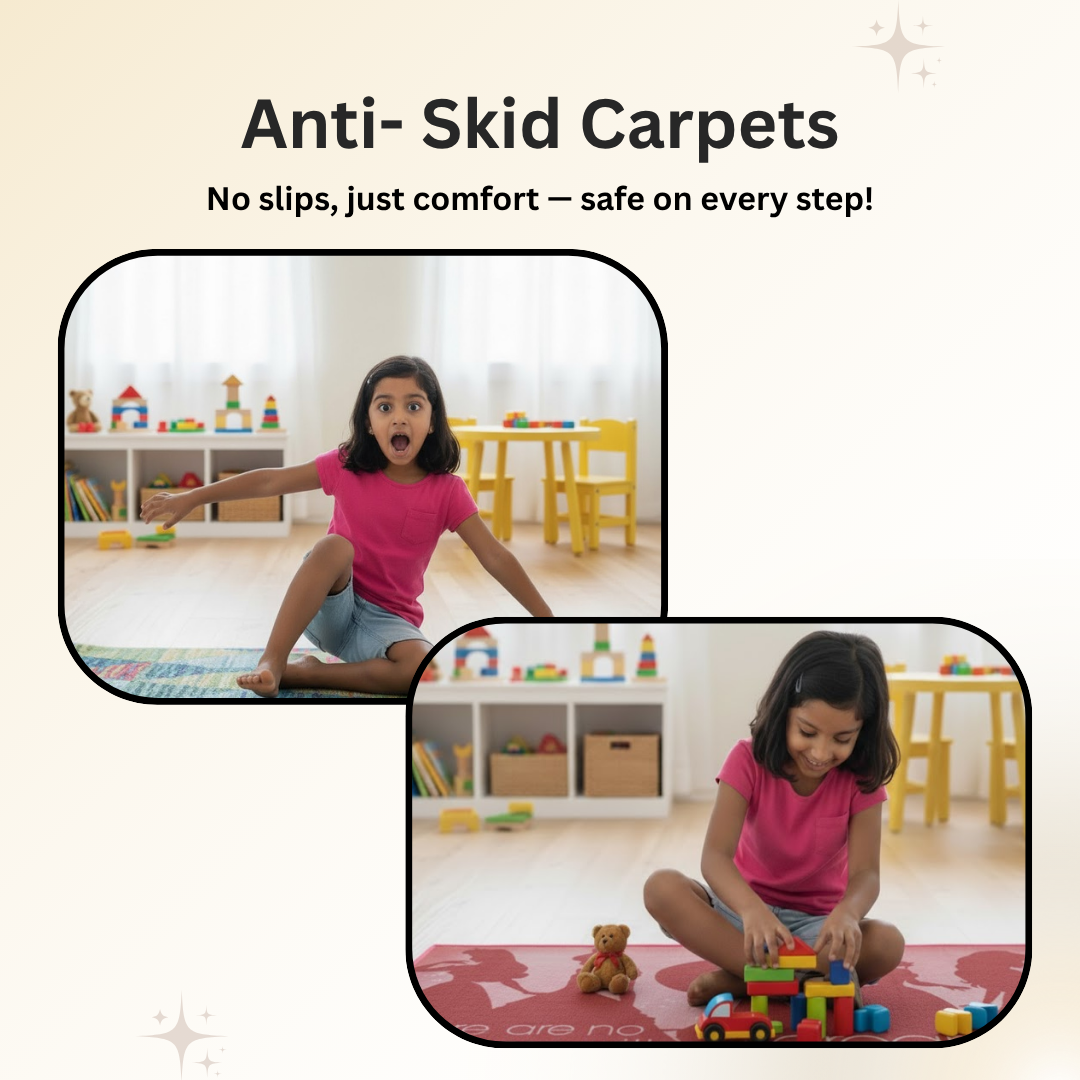 Disney Princess (Dreams) themed runner carpet by Athom Living adds elegance and joy to kids’ décor, crafted with soft material, slip-resistant base, and vibrant graphics to make a durable runner carpet.