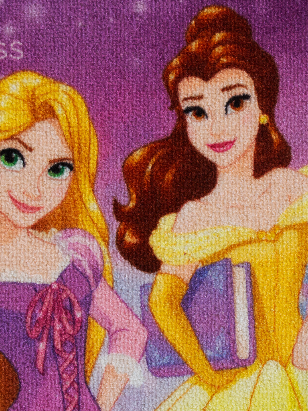Disney Princess themed kids doormat by Athom Living, colorful nylon with latex backing, anti-slip surface, 37x57 cm, pack of 2 premium set.