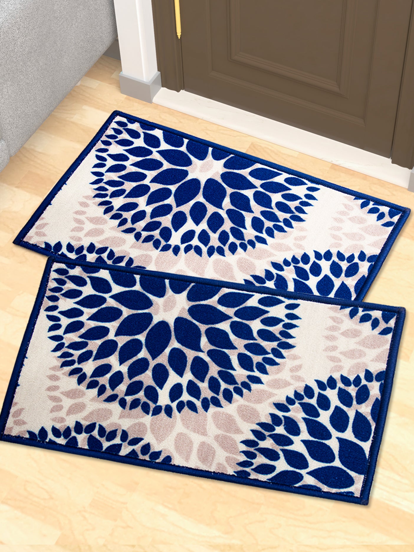 Drop Blue Premium Anti Slip Printed Door Mat Pack of 2 by Athom Living, perfect for home entry, offering style, safety, and durability. Ideal doormat or bathmat for any modern home.