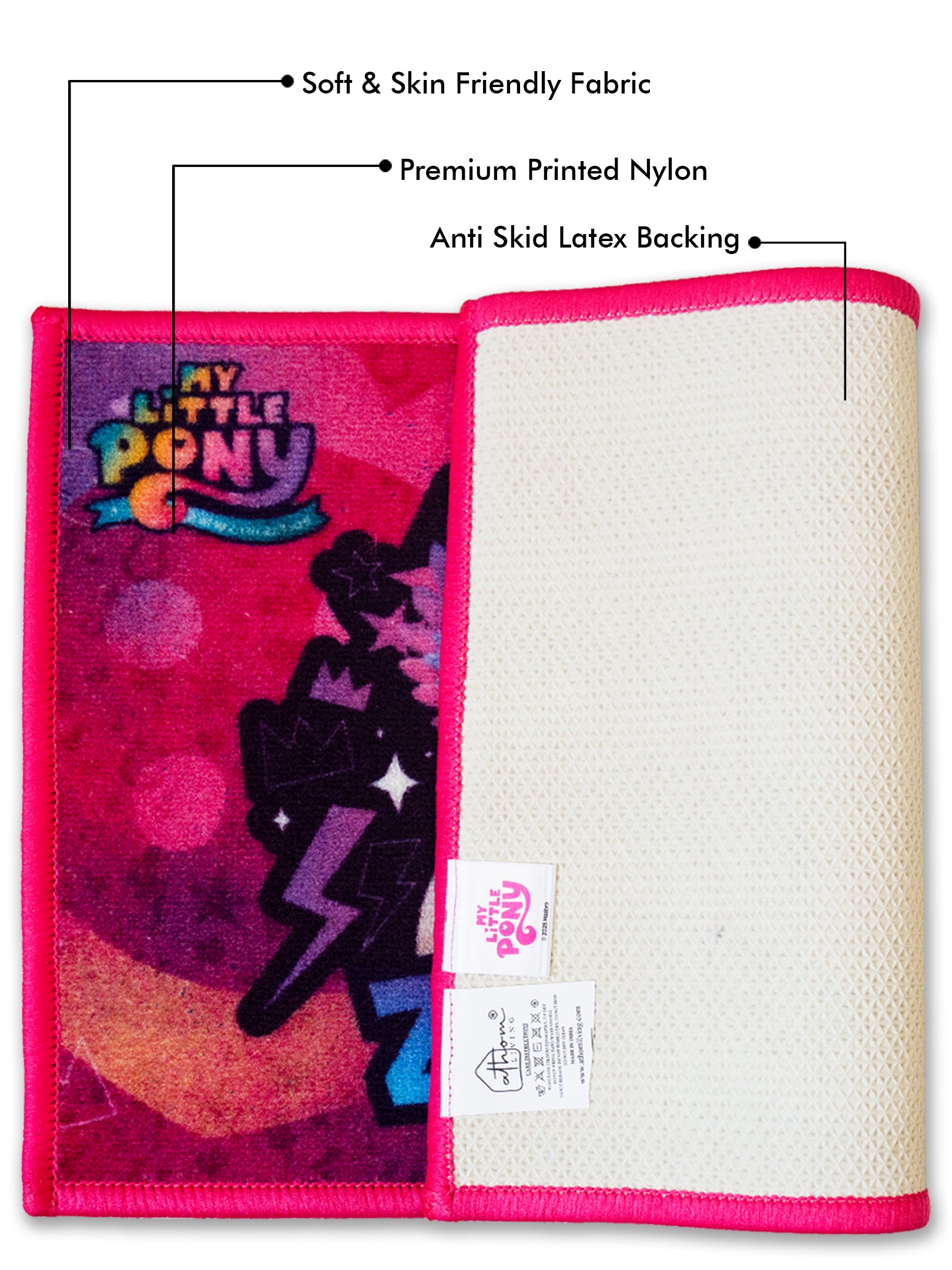 Durable My Little Pony Zipp and Sunny kids doormats, combo pack of 2, anti-skid latex backing, soft nylon, vibrant character prints.
