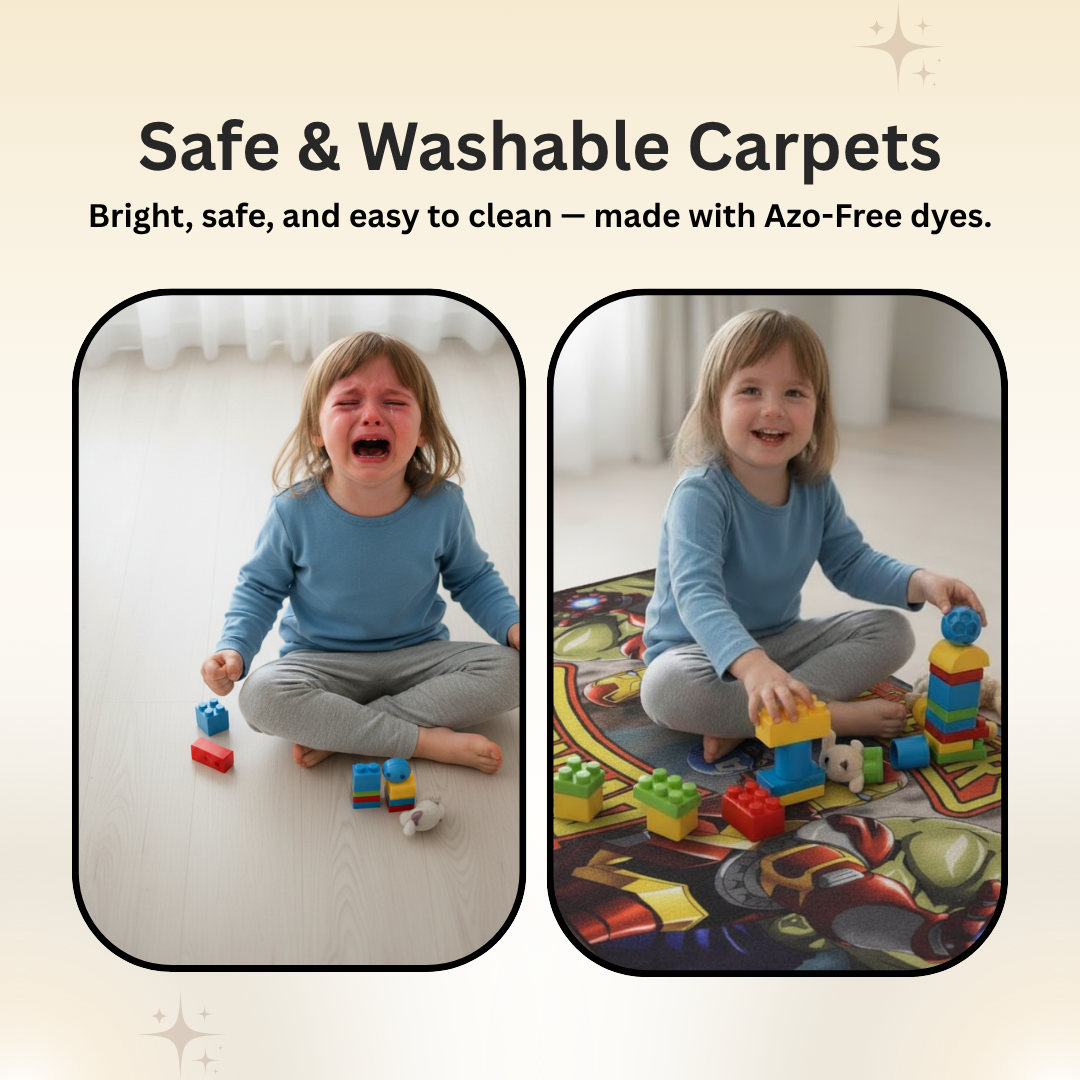 Durable and soft Avengers kids runner carpet featuring iconic Marvel superheroes, ideal for bedroom floors or play areas, offering a fun and cozy surface for kids to enjoy.