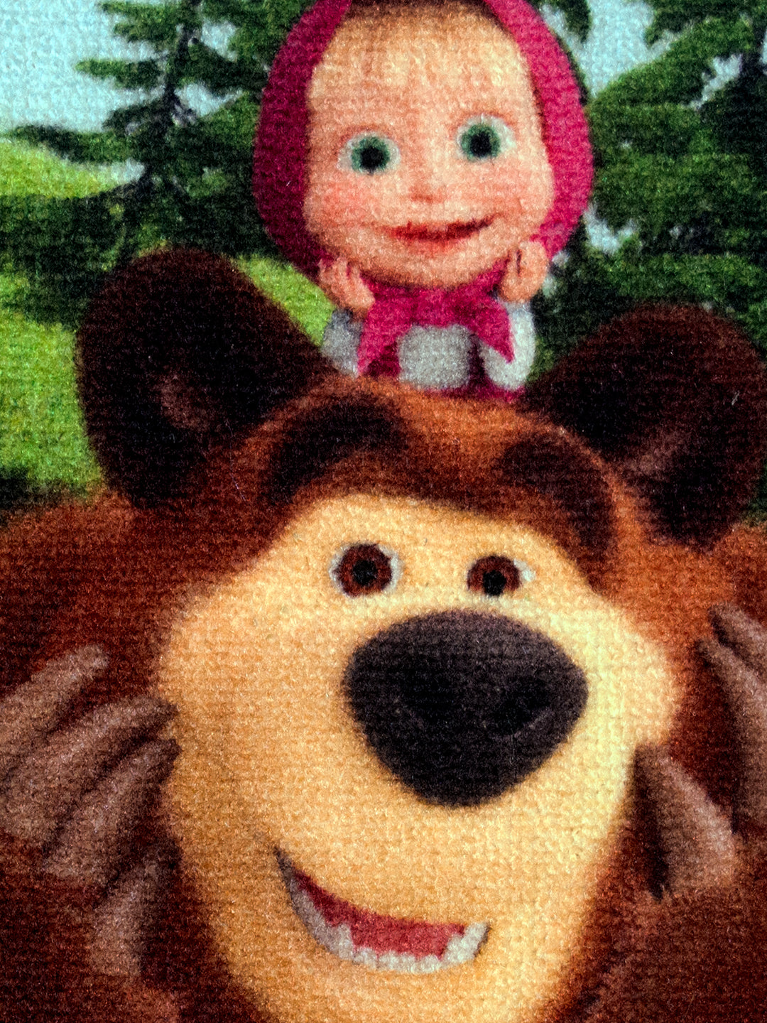 Durable nylon kids doormat combo by Athom Living, Masha and The Bear theme, 37x57 cm, multicolor design, anti-skid latex backing for safety