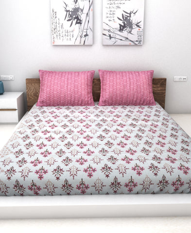 Athom Living Essential Collection Cotton Double Bedsheet Sheet 140 TC 223x248 cm
