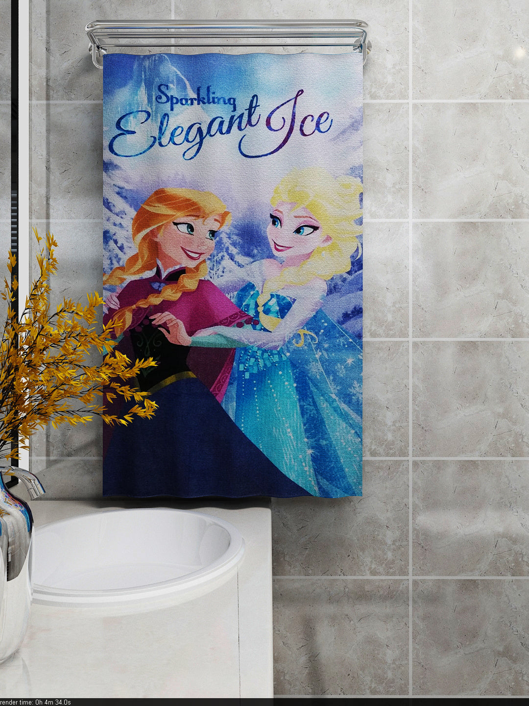 Elegant Disney Frozen kids bath towel in cotton, 350 GSM thickness for absorbency and comfort. Perfect Frozen bath essential, 60x120 cm, soft & durable.