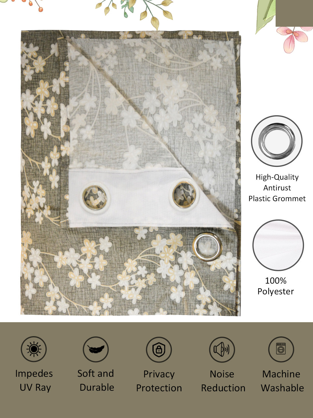 Elegant beige floral door drapes set of 2 from Athom Living Dream Collection, perfect for living rooms, bedrooms, and stylish modern home interiors.