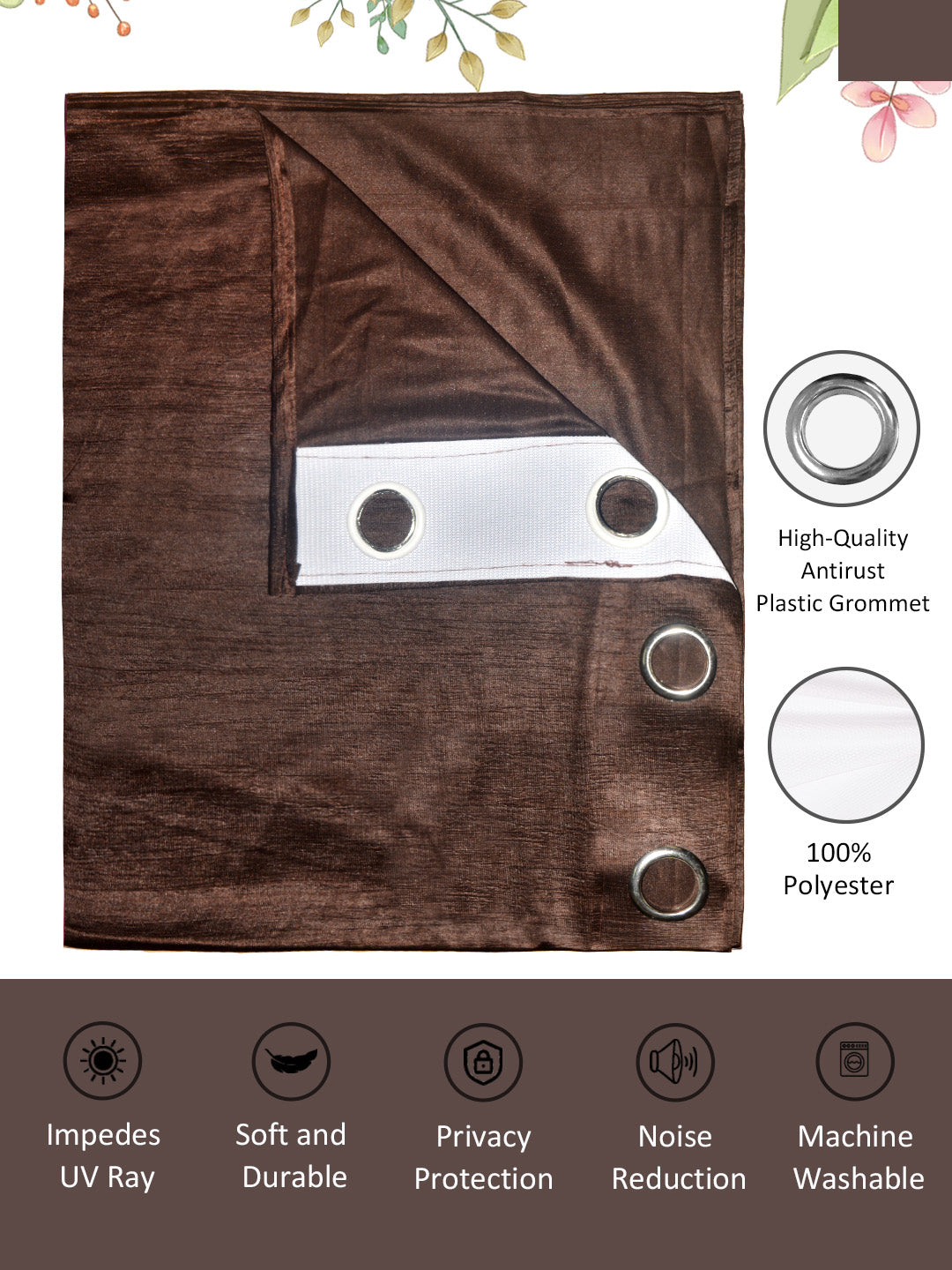 Elegant brown solid door curtains by Athom Living, set of 2, provide durable fabric, modern style, privacy, and light control for contemporary home interiors.