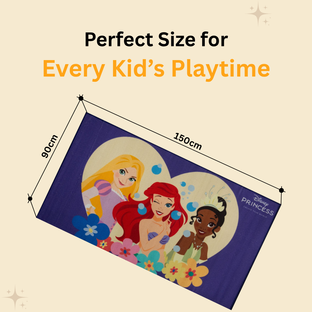 Elevate your child’s room décor with this Disney Princess themed carpet by Athom Living, offering cozy fabric, vibrant princess designs, and high-quality backing to make a magical carpet.