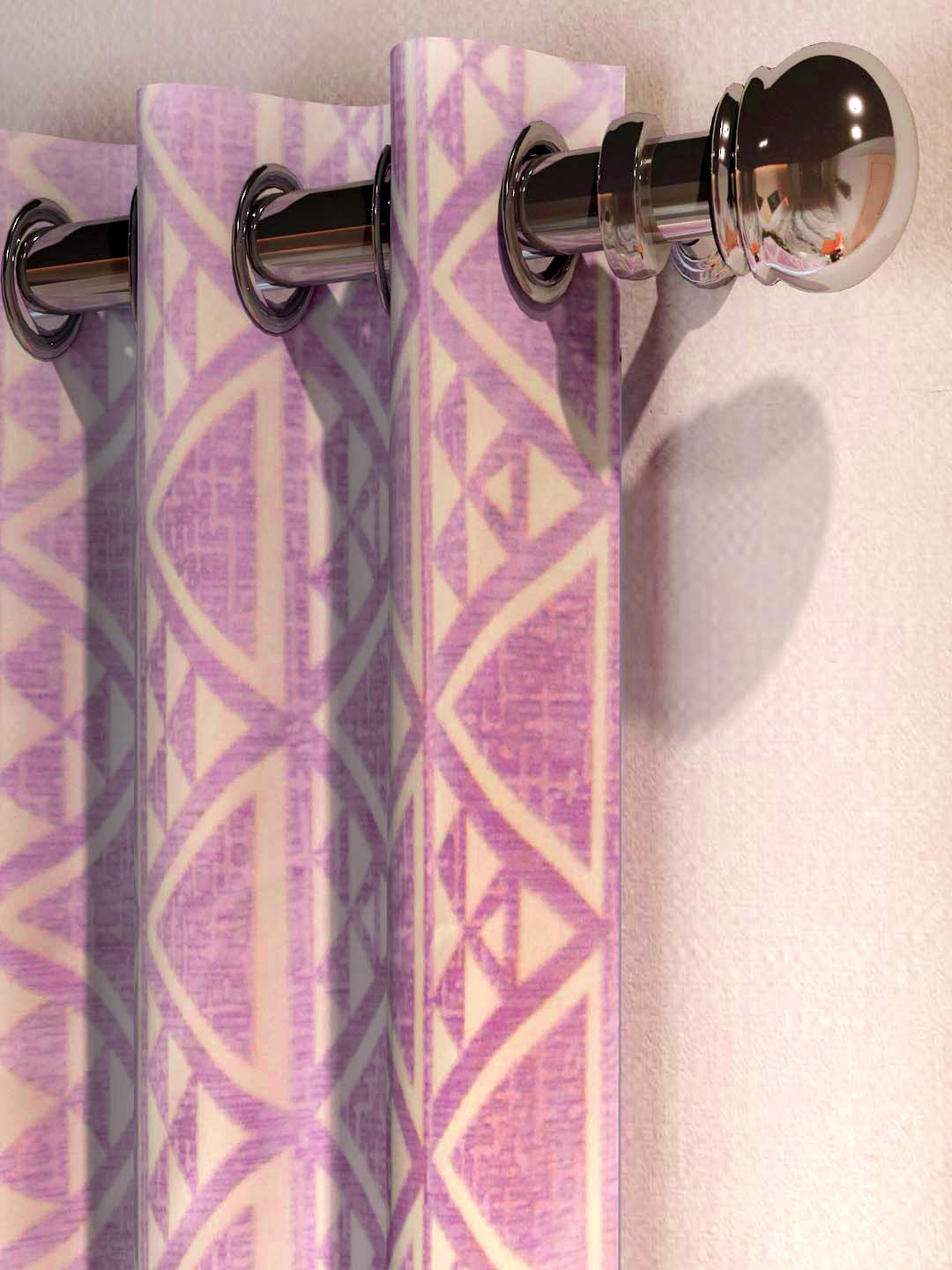 Elevate your living room with Athom Living Dream Collection Pink Triangle Pattern Drapes, elegant door curtains designed for comfort and beauty.