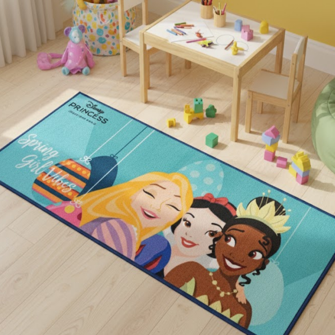 Enchanting Disney Princess themed kids runner carpet by Athom Living, designed to add charm and softness to your child’s room decor, perfect for play areas, bedrooms and gifting special moments.