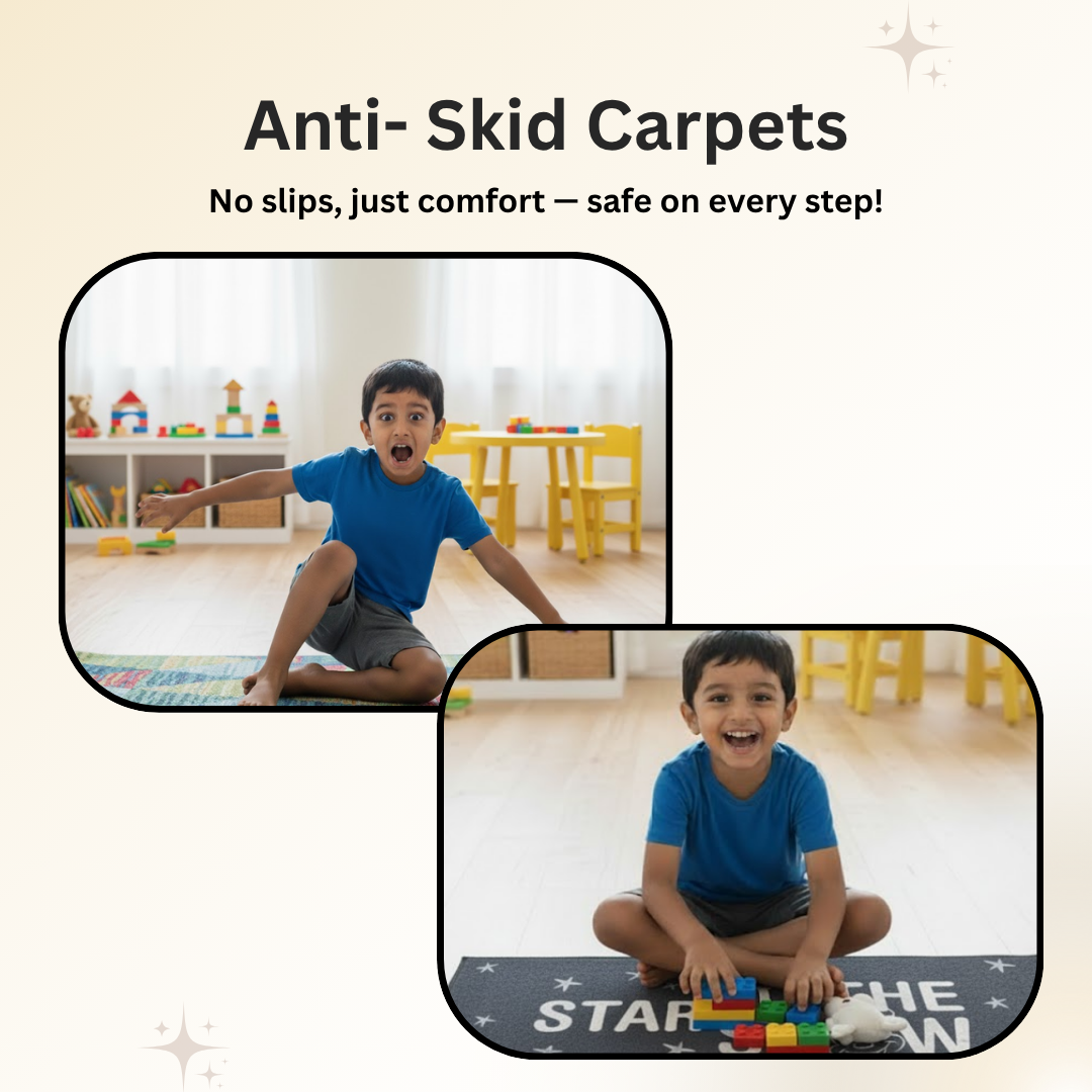 Enhance your child’s room with this Mickey themed runner carpet by Athom Living, offering soft cushioning, playful Disney elements and safe anti-slip support, making it a perfect decorative runner carpet choice.