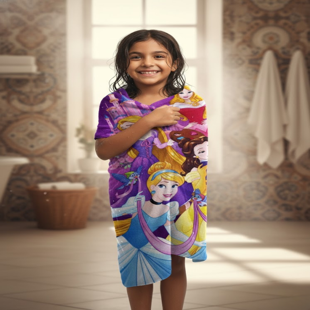 Enhance your kid’s bathroom with this Disney Princess bath towel and kids doormat combo from Athom Living, offering both comfort and playful charm for little princesses.