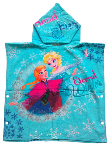 Disney Eternal Winter Frozen Elsa & Anna Kids Hooded Poncho Towel