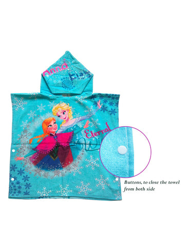 Disney Eternal Winter Frozen Elsa & Anna Kids Hooded Poncho Towel