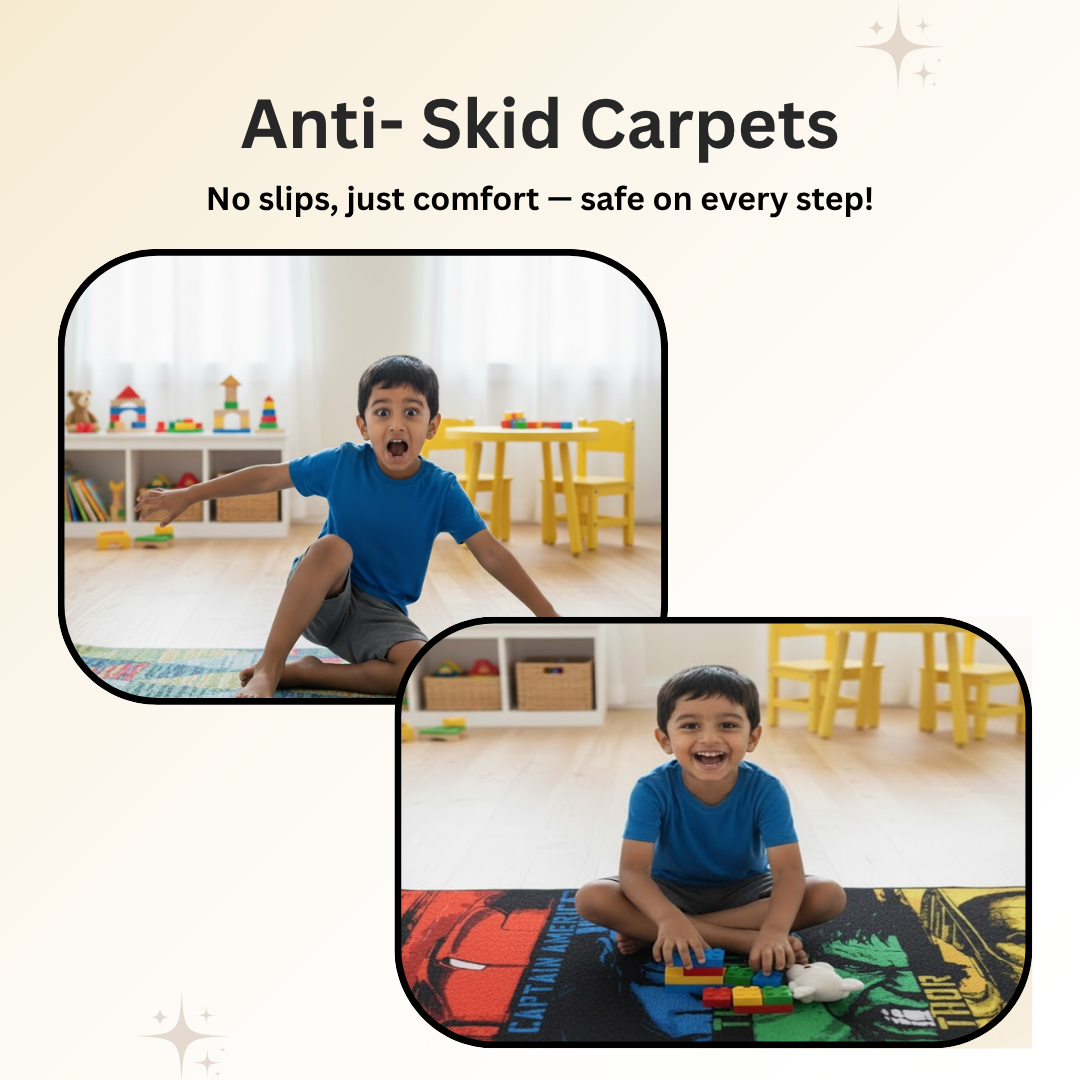 Featuring bold superhero prints, this 60x140 cm Marvel Themed runner carpet by Athom Living adds excitement to your child’s space. The runner carpet is soft, durable, and ideal for daily play.