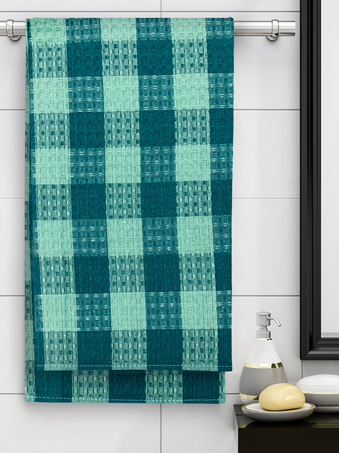 Green checkered cotton bath towel premium quality!