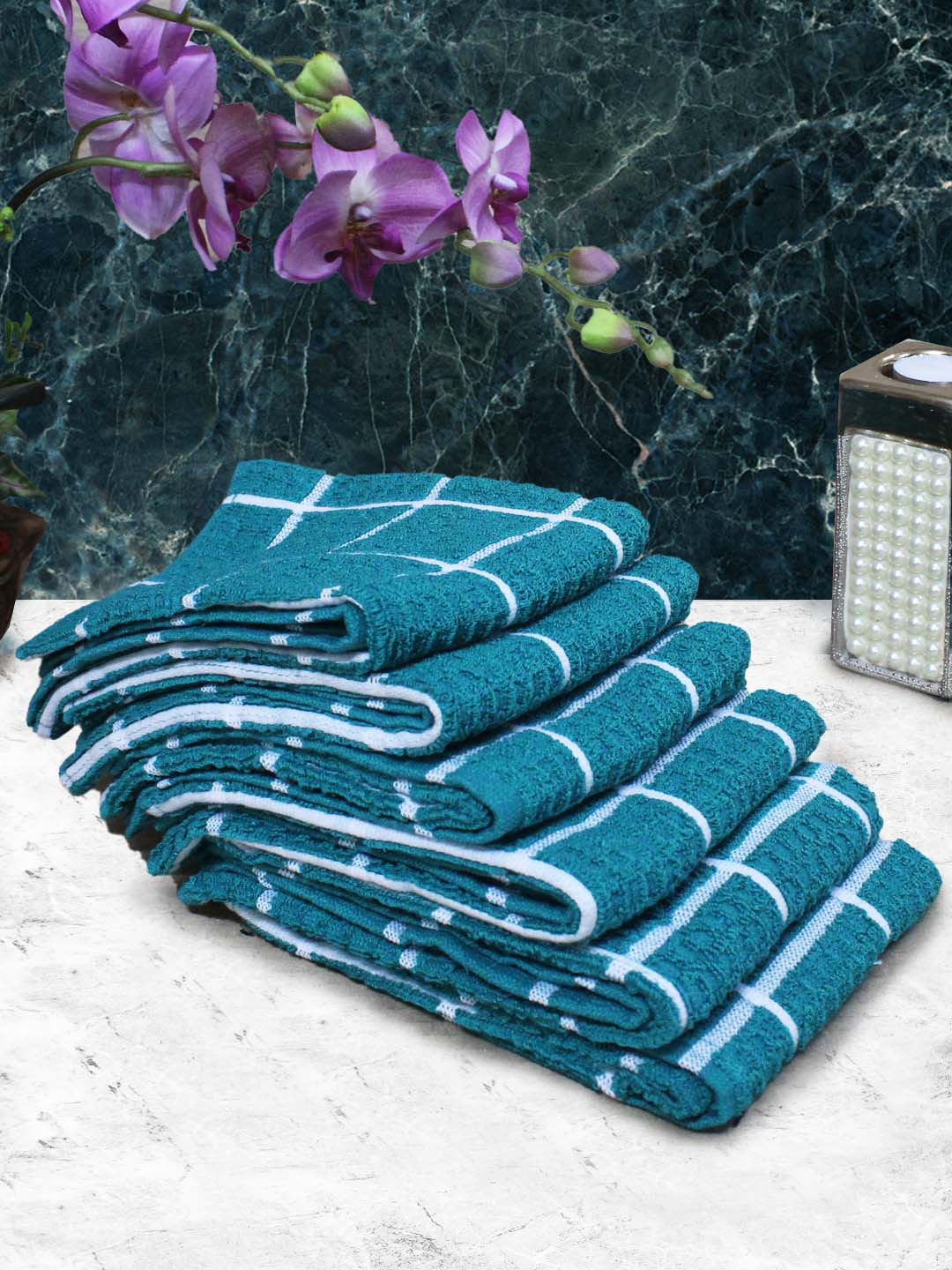 Green cotton soft hand towel pack of 6 