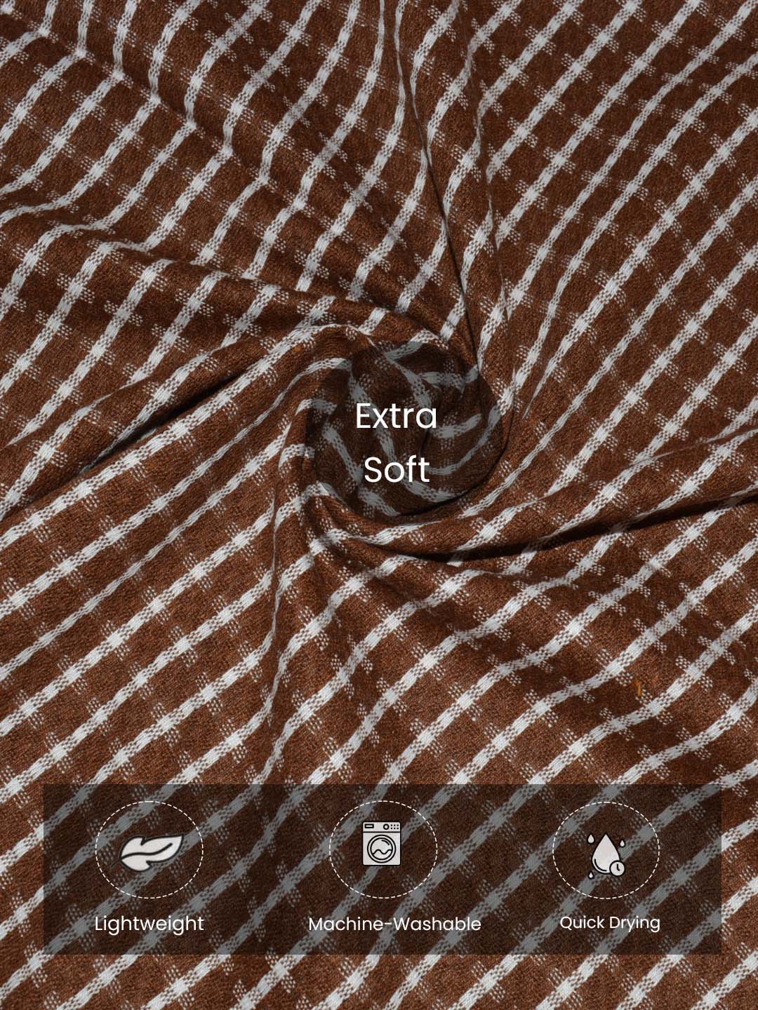 High absorbency brown cotton checkered bath towel pack