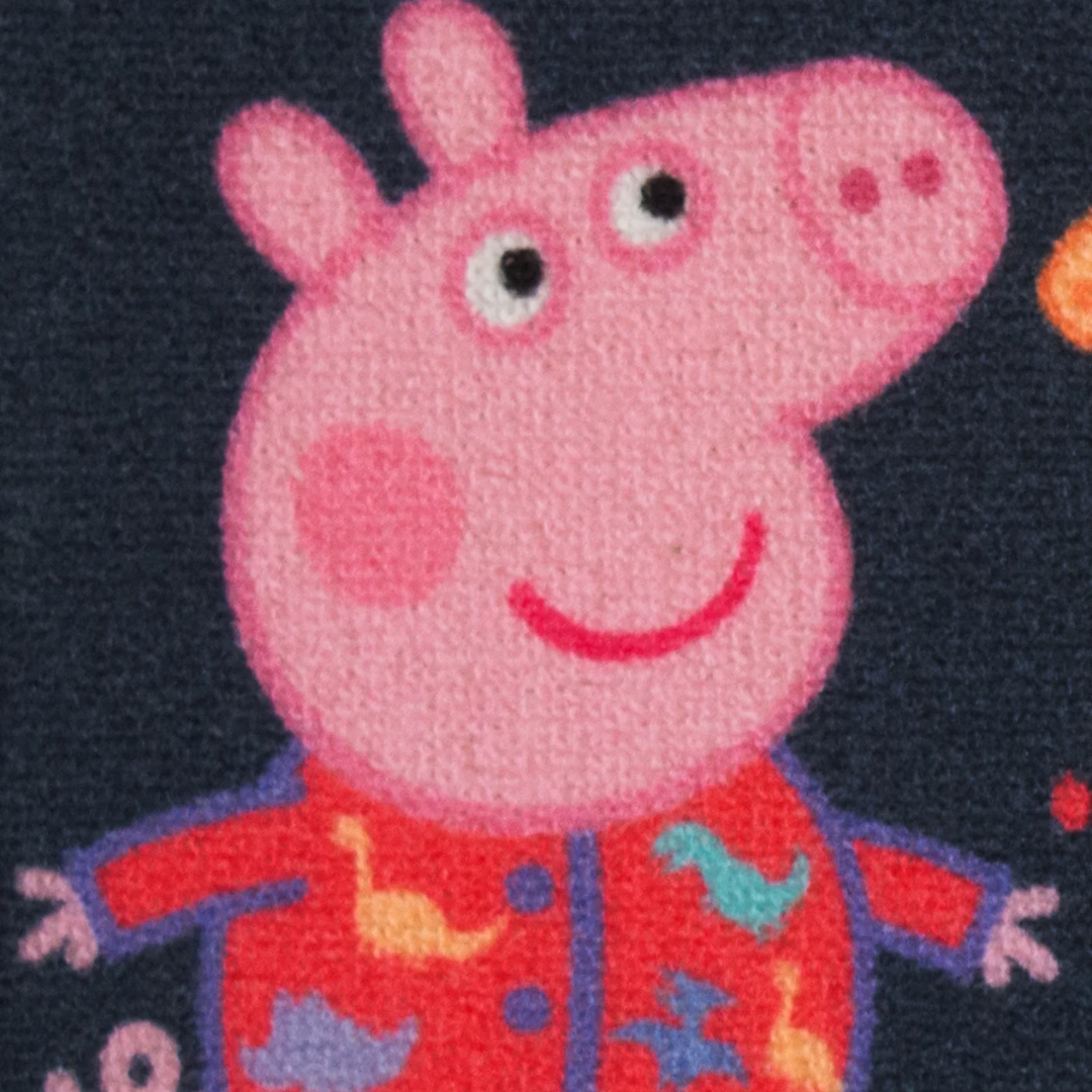 Keep your child’s floor clean and bright with this Peppa Pig door mat by Athom Living, crafted with anti-skid backing and a delightful “Let’s put our foot on! Time to play” message.