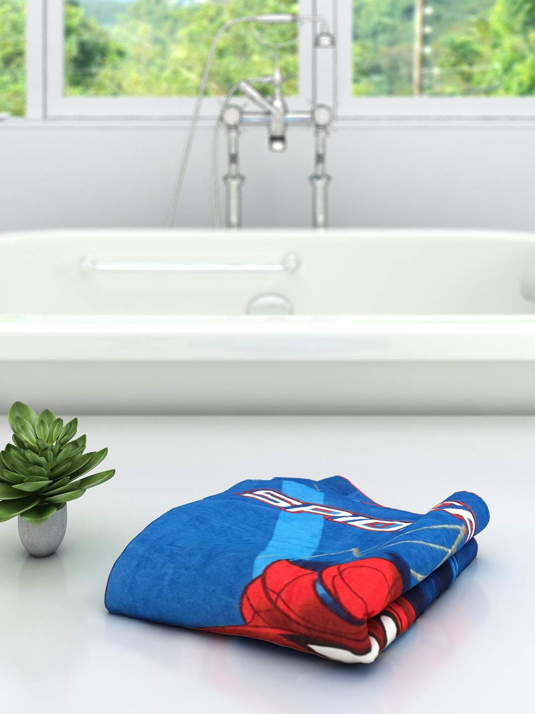 Kids Cotton Bath Towel with Marvel Spider-Man design by Athom Living, made from premium cotton, highly absorbent, quick drying and perfect for kids bathroom, pool, beach or everyday bath routine