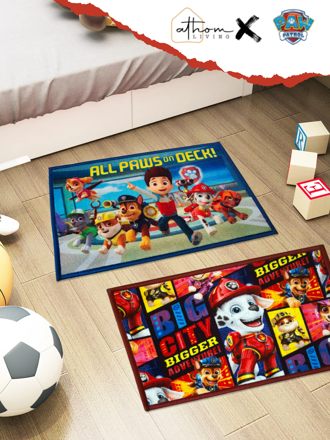 Kids Doormat – Paw Patrol Anti-Skid Door Mat, Medium 37x57 cm, Pack of 2, Premium Printed Nylon with Anti Skid Latex Backing – Perfect for Fun Kids Entryways.