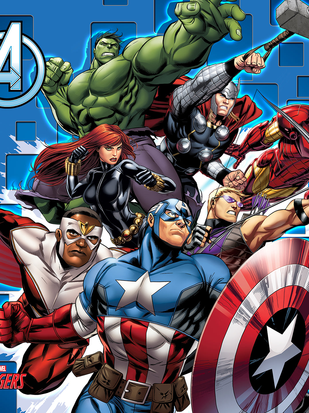 Kids Filled Cushion with Cover featuring Marvel Avengers characters in "Defend the World" design, durable and machine-washable, bringing superhero excitement to every kid’s room.