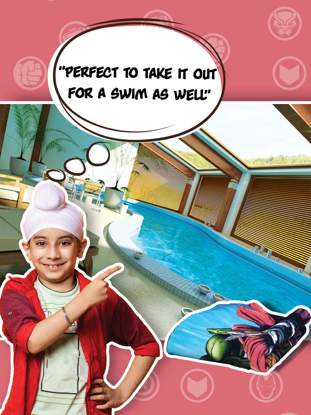 Kids towel made of soft cotton, vivid color finish Athom